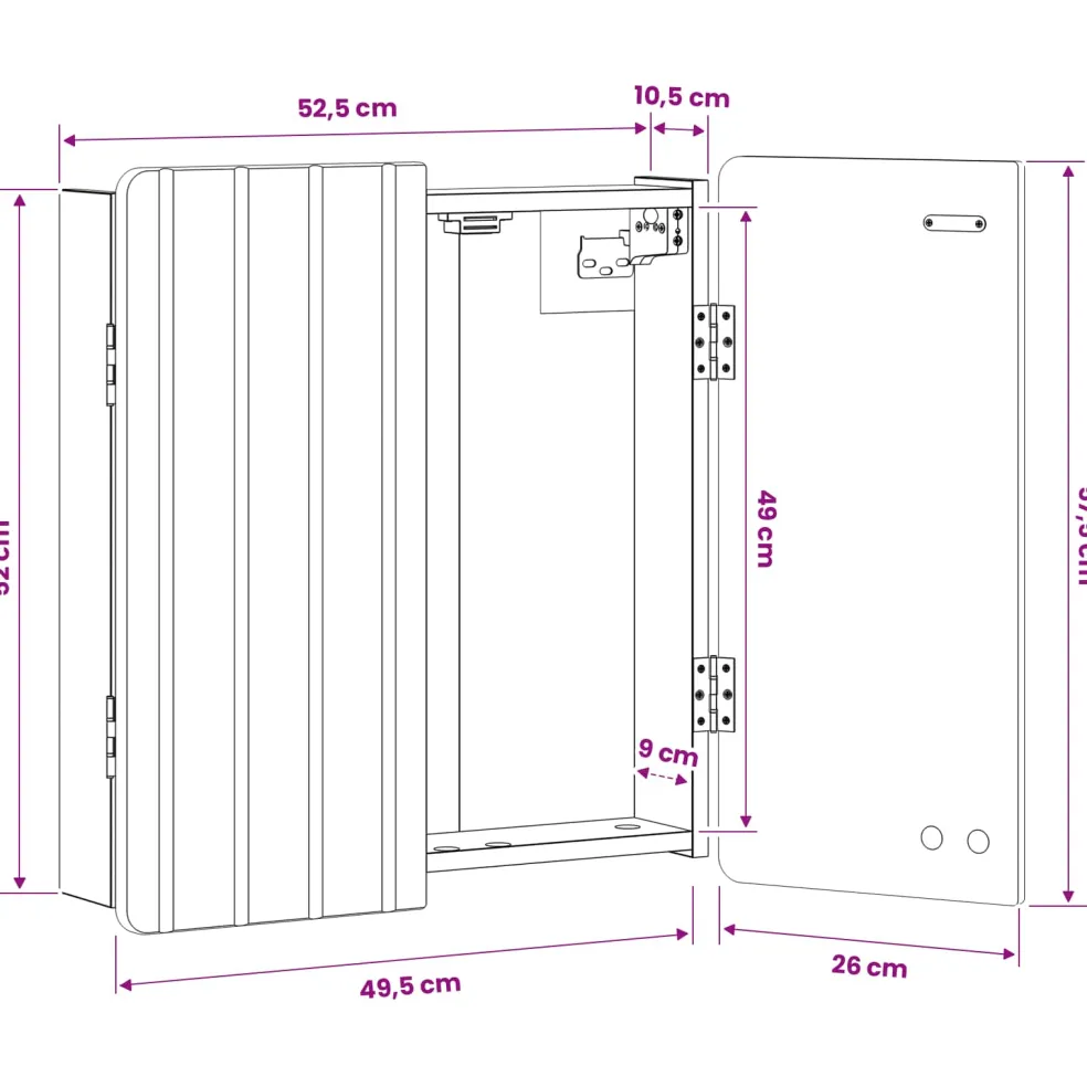 vidaXL Dartbord Kabinet ZWOLLE Betongrijs 52,5 x 10,5 x 57,5 cm