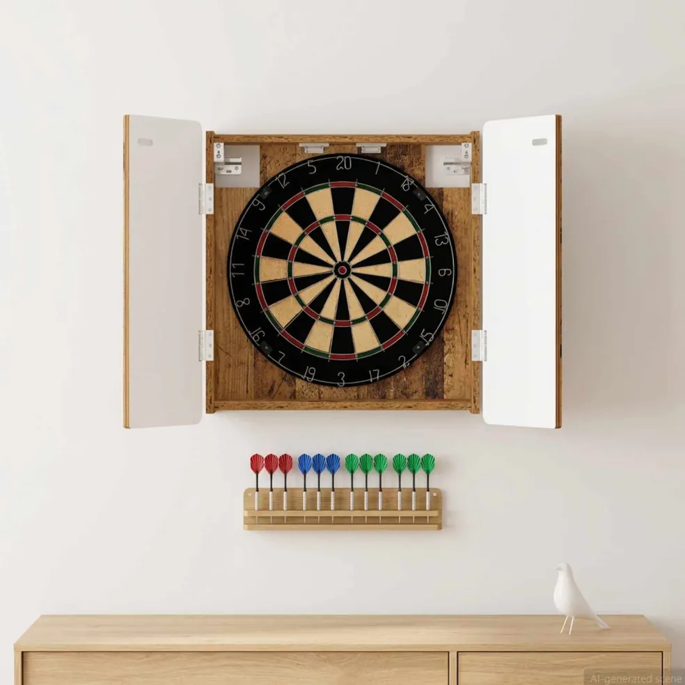 vidaXL Dartbord Kabinet ZWOLLE Oud hout 52,5 x 10,5 x 57,5 cm