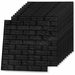vidaXL 3D-behang zelfklevend 10 st bakstenen zwart