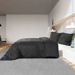 vidaXL Dekbedovertrekset lichtgewicht 140x200 cm microvezel zwart