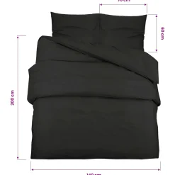 vidaXL Dekbedovertrekset lichtgewicht 140x200 cm microvezel zwart