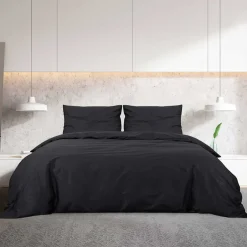 vidaXL Dekbedovertrekset lichtgewicht 140x200 cm microvezel zwart