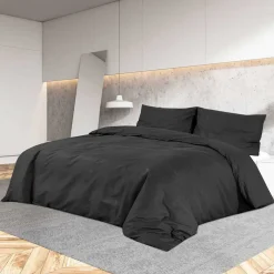 vidaXL Dekbedovertrekset lichtgewicht 140x200 cm microvezel zwart