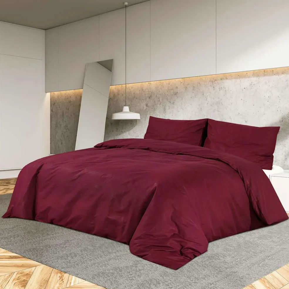 vidaXL Dekbedovertrekset lichtgewicht 140x200 cm microvezel bordeaux