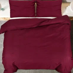 vidaXL Dekbedovertrekset lichtgewicht 140x200 cm microvezel bordeaux