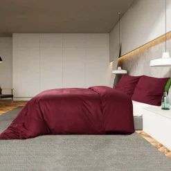 vidaXL Dekbedovertrekset lichtgewicht 140x200 cm microvezel bordeaux