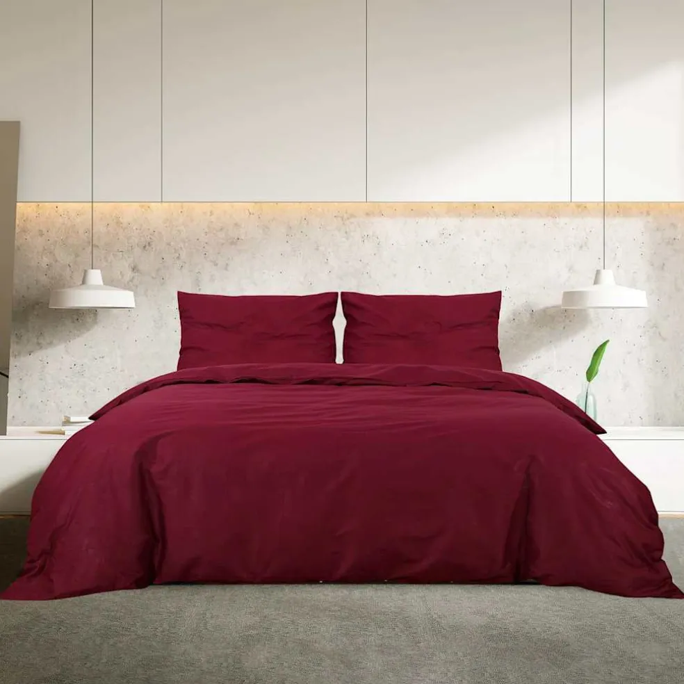 vidaXL Dekbedovertrekset lichtgewicht 140x200 cm microvezel bordeaux