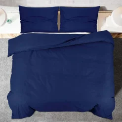 vidaXL Dekbedovertrekset 140x200 cm microvezel marineblauw