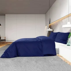 vidaXL Dekbedovertrekset 140x200 cm microvezel marineblauw