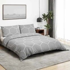 vidaXL Dekbedovertrekset 140x200 cm katoen donkergrijs en zwart
