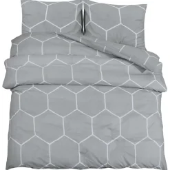 vidaXL Dekbedovertrekset 140x200 cm katoen donkergrijs en zwart
