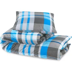vidaXL Dekbedovertrekset 140x200 cm katoen blauw en grijs