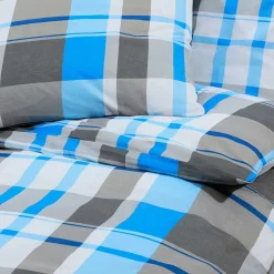vidaXL Dekbedovertrekset 140x200 cm katoen blauw en grijs