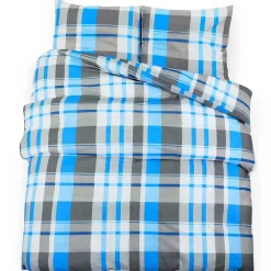 vidaXL Dekbedovertrekset 140x200 cm katoen blauw en grijs