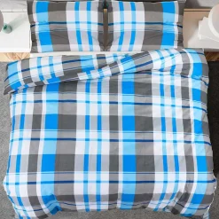 vidaXL Dekbedovertrekset 140x200 cm katoen blauw en grijs