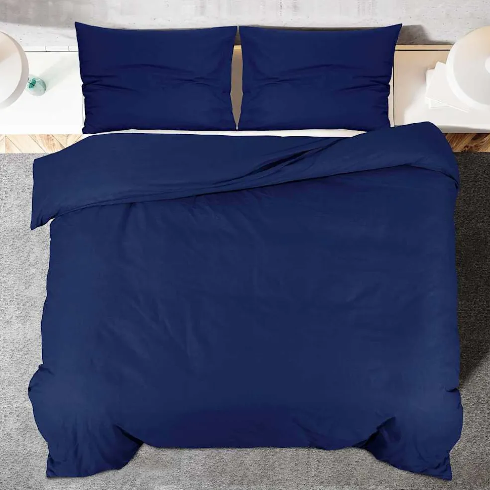 vidaXL Dekbedovertrekset 140x200 cm katoen marineblauw