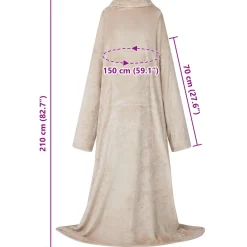 vidaXL Deken hoodie Beige F Flanel