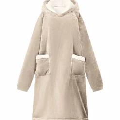 vidaXL Deken hoodie Beige M Fleece en Flanel