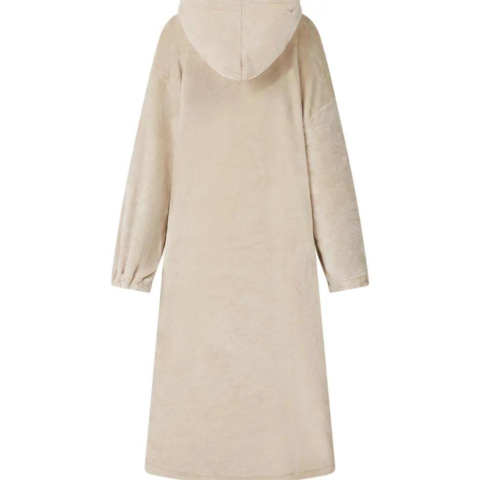 vidaXL Deken hoodie Beige S Flanel