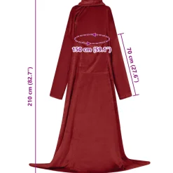 vidaXL Deken hoodie Bordeaux Rood F Flanel