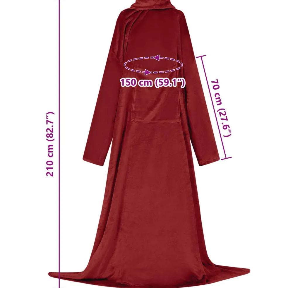 vidaXL Deken hoodie Bordeaux Rood F Flanel