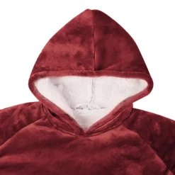 vidaXL Deken hoodie Bordeaux Rood M Fleece en Flanel