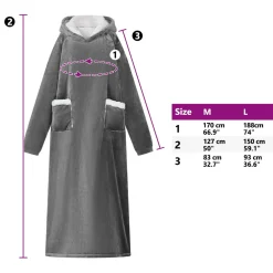 vidaXL Deken hoodie Donkergrijs M Fleece en Flanel