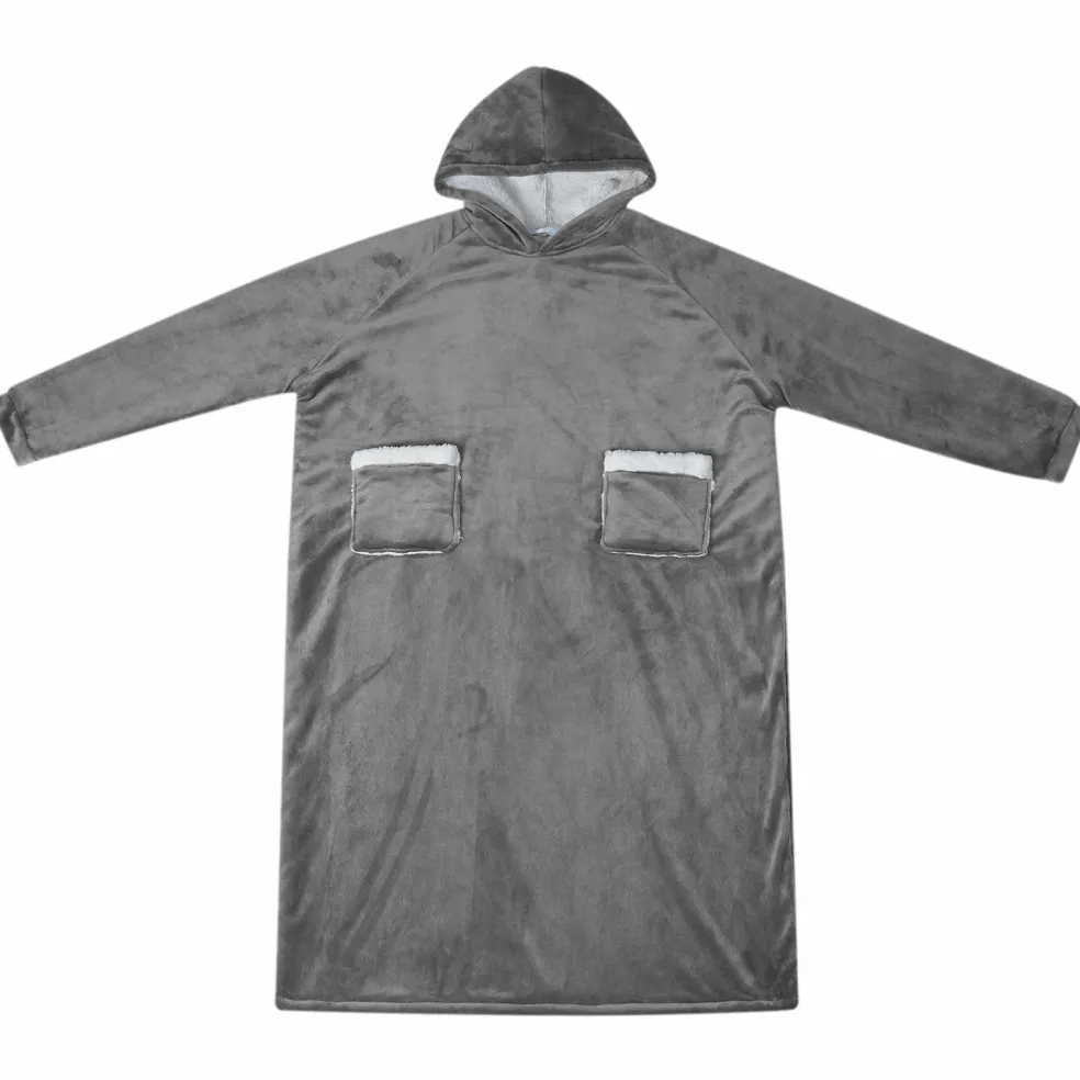 vidaXL Deken hoodie Donkergrijs M Fleece en Flanel