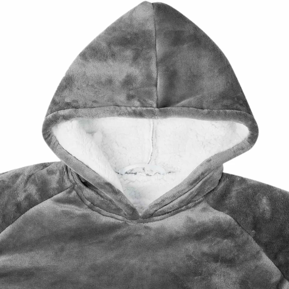 vidaXL Deken hoodie Donkergrijs M Fleece en Flanel