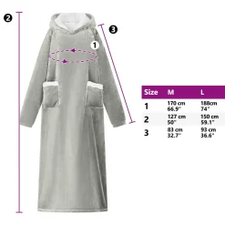 vidaXL Deken hoodie Grijs M Fleece en Flanel