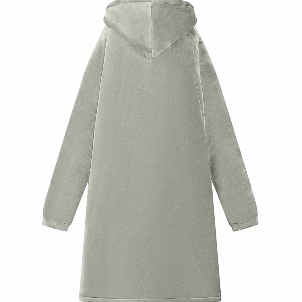 vidaXL Deken hoodie Grijs M Fleece en Flanel