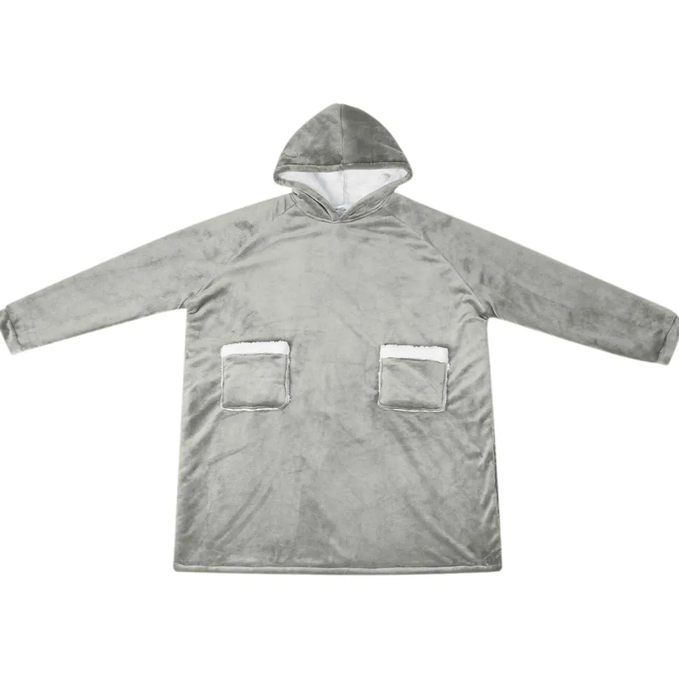 vidaXL Deken hoodie Grijs M Fleece en Flanel