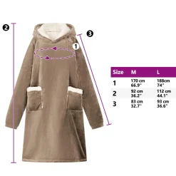 vidaXL Deken hoodie Kameel M Fleece en Flanel