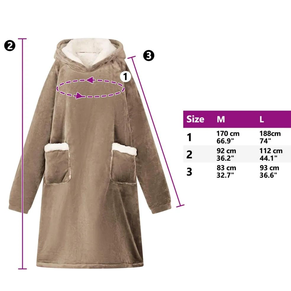 vidaXL Deken hoodie Kameel M Fleece en Flanel