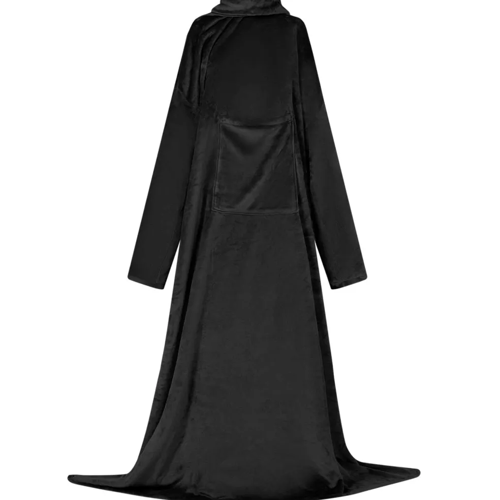 vidaXL Deken hoodie Zwart F Flanel