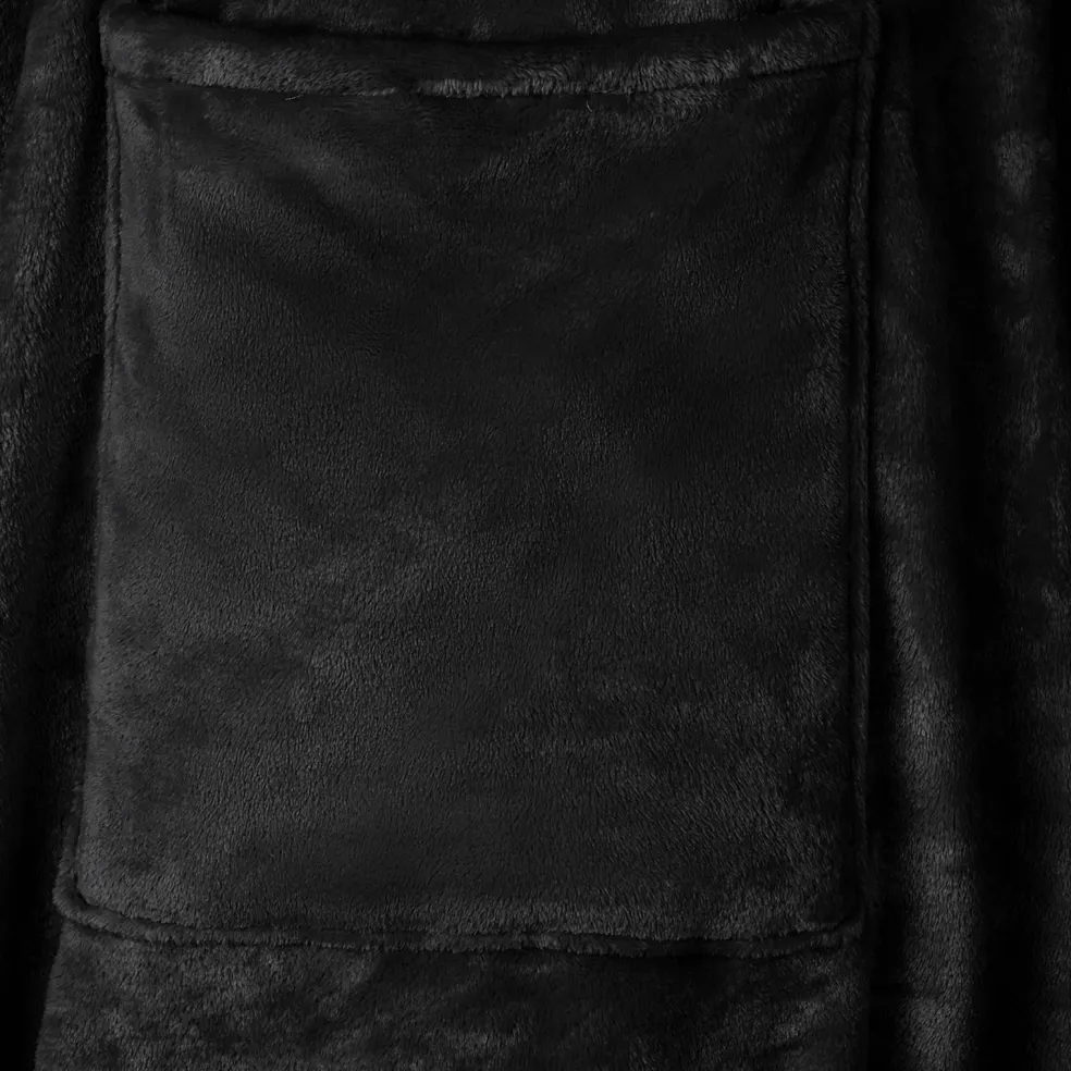 vidaXL Deken hoodie Zwart F Flanel