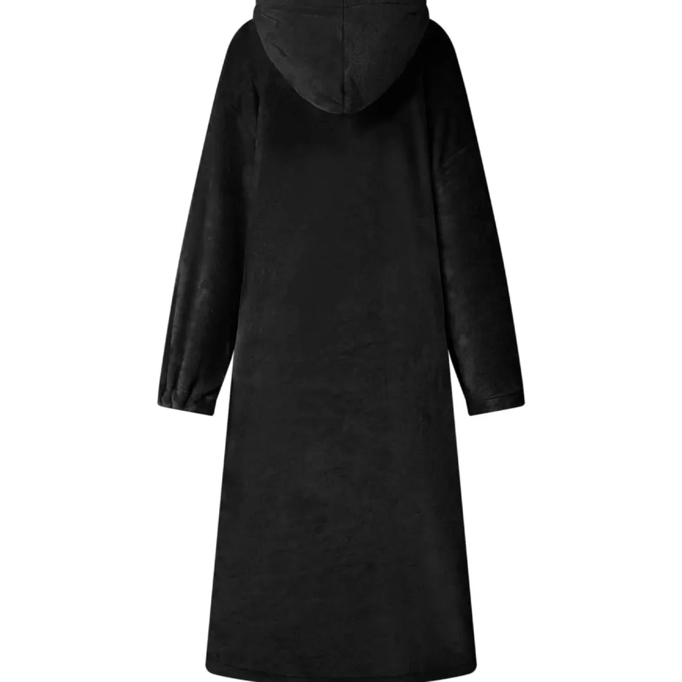 vidaXL Deken hoodie Zwart S Flanel