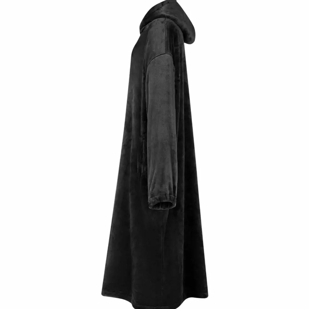vidaXL Deken hoodie Zwart S Flanel