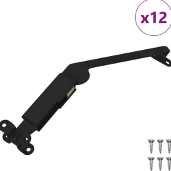 vidaXL Deksel ondersteunend scharnier 12 st Zwart 192 x 32 x 50 mm