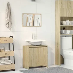 vidaXL 2-delige Badkamermeubelset bewerkt hout sonoma eikenkleurig