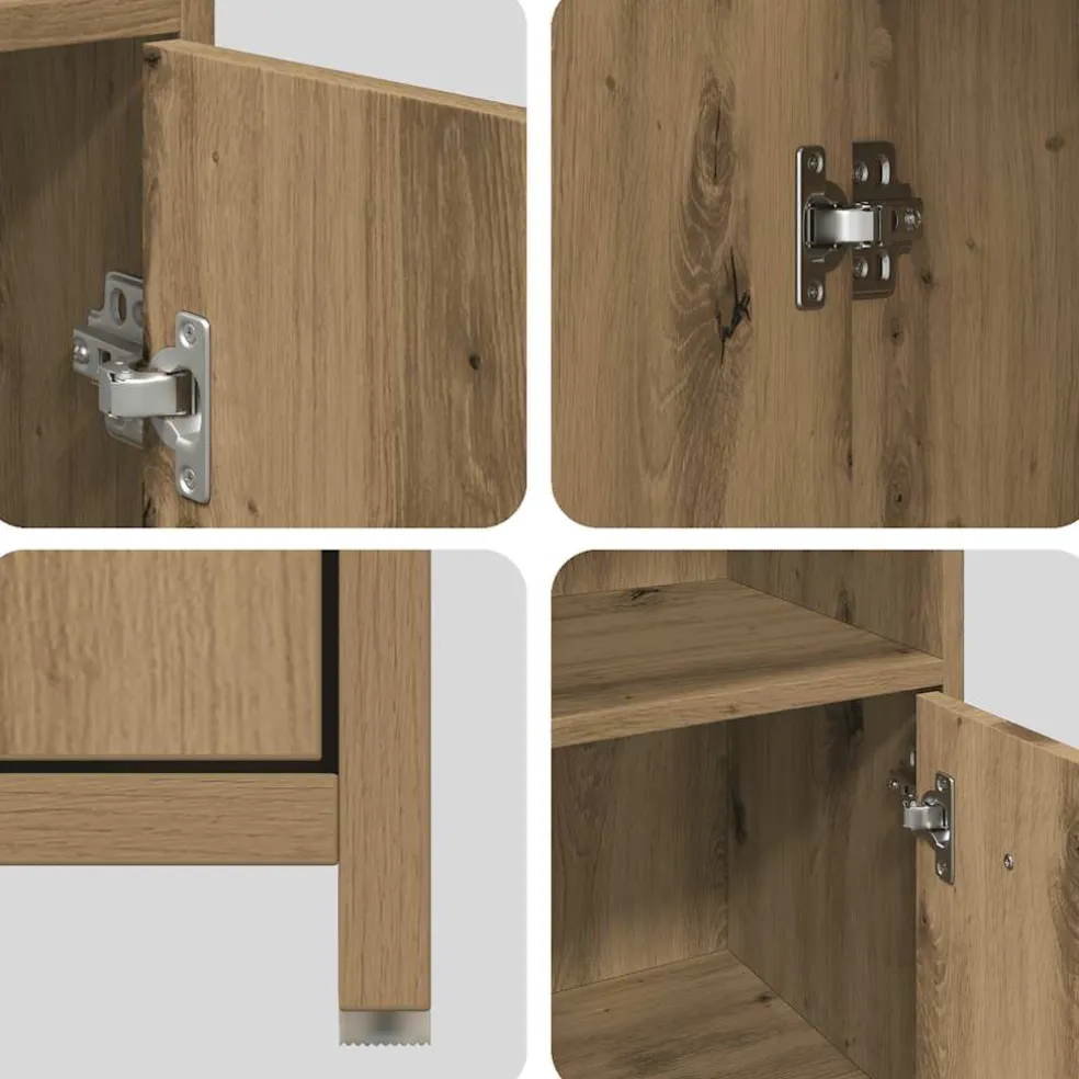 vidaXL 4-delige Badkamermeubelset bewerkt hout artisanaal eikenkleur