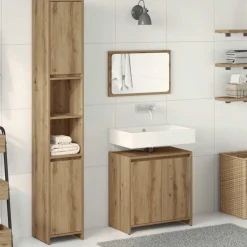 vidaXL 3-delige Badkamermeubelset bewerkt hout artisanaal eikenkleur