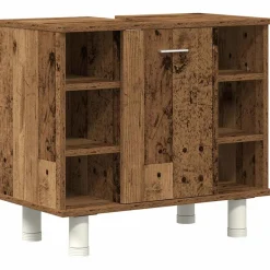vidaXL 4-delige Badkamermeubelset bewerkt hout oud houtkleurig