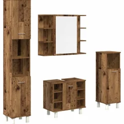 vidaXL 4-delige Badkamermeubelset bewerkt hout oud houtkleurig