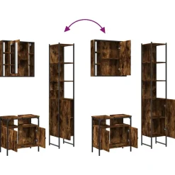vidaXL 3-delige Badkamermeubelset bewerkt hout gerookt eikenkleurig