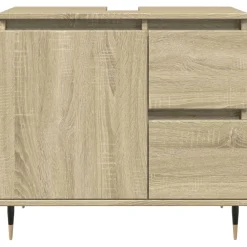 vidaXL 3-delige Badkamermeubelset bewerkt hout sonoma eikenkleurig