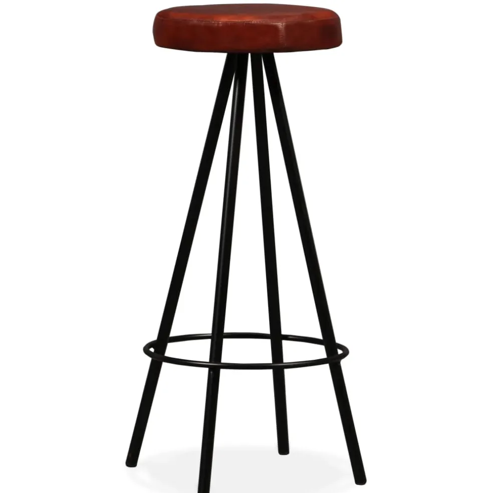 vidaXL 9-delige Barset massief gerecycled hout en echt leer