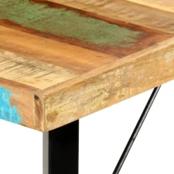 vidaXL 9-delige Barset massief gerecycled hout en echt leer