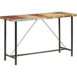 vidaXL 9-delige Barset massief gerecycled hout en echt leer