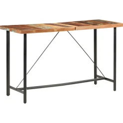 vidaXL 9-delige Barset massief gerecycled hout en echt leer